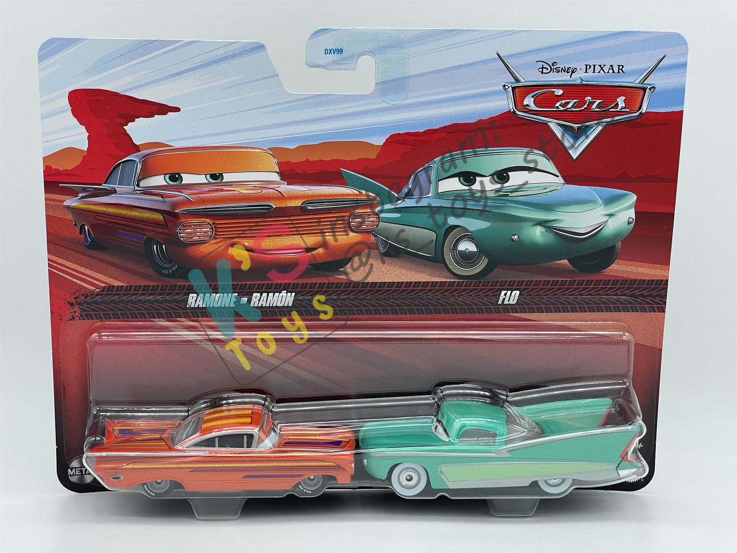 Disney Pixar Cars 1:55 2-Pack by Mattel, NEW PAINT RAMONE and FLO - BNIP