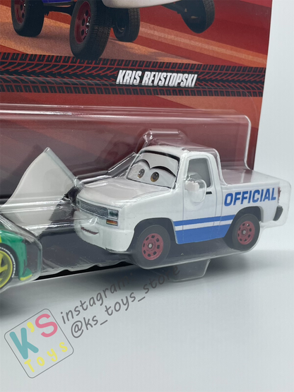 Disney Pixar Cars 1:55 2-Pack by Mattel, N FAST FONG and KRIS REVSTOPSKI with White Flag - BNIP