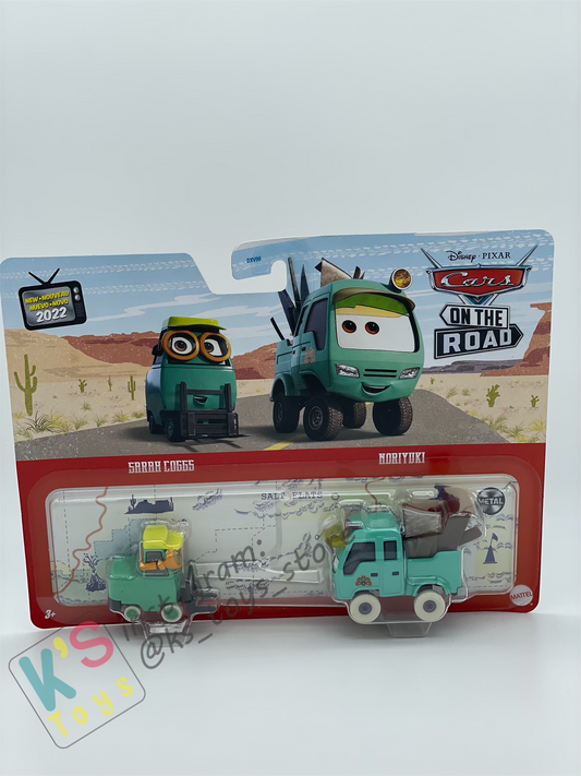 Disney Pixar Cars 1:55 2-Pack by Mattel, SARAH COGGS and NORIYUKI - BNIP