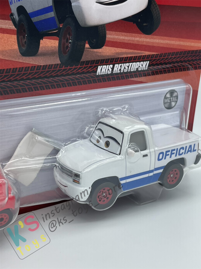 Disney Pixar Cars 1:55 2-Pack MADDY McGEAR and KRIS REVSTOPSKI WITH WHITE FLAG - BNIP