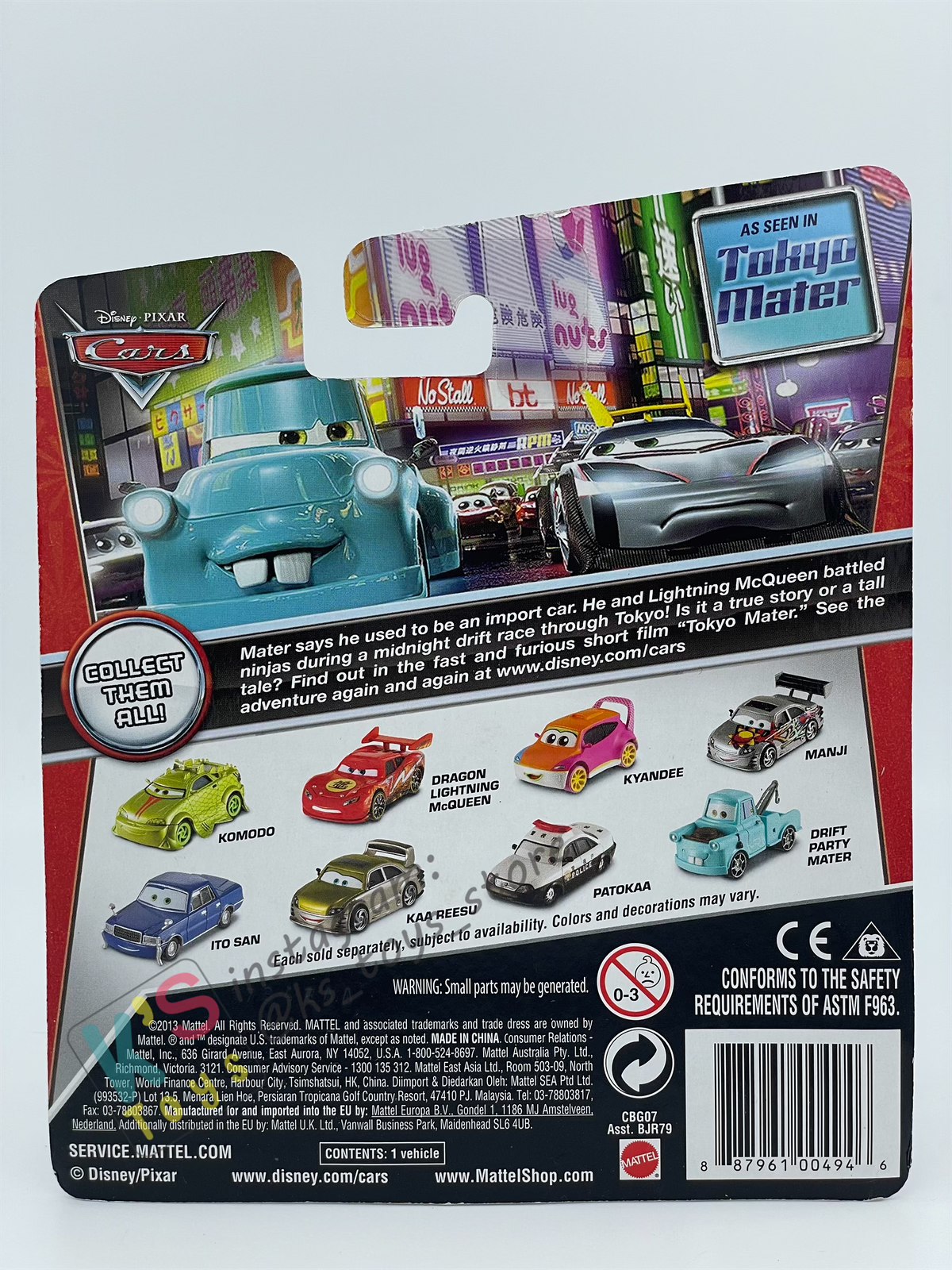 DISNEY PIXAR CARS BY MATTEL,  "ITO SAN" - TOKYO MATER SERIES - BNIP