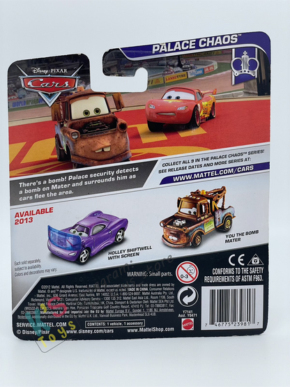 DISNEY PIXAR CARS BY MATTEL,  "HOLLEY SHIFTWELL WITH SCREEN" - PALACE CHAOS SERIES - BNIP