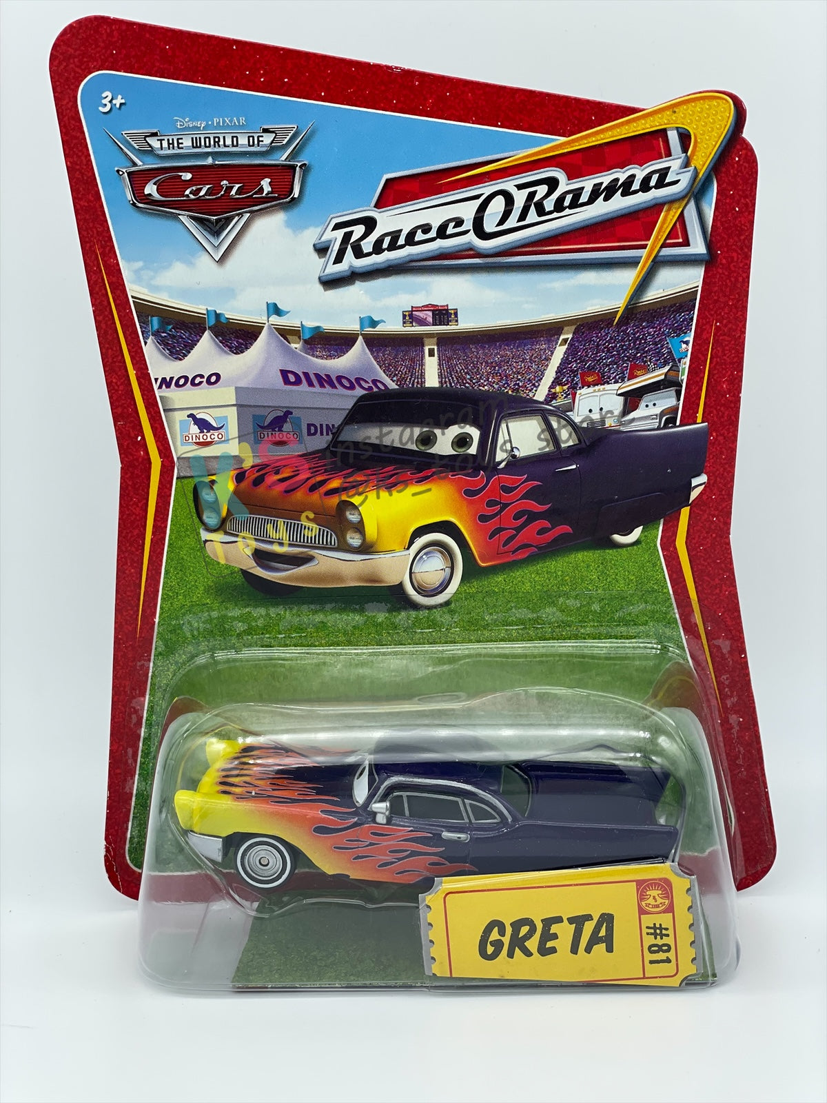 DISNEY PIXAR CARS BY MATTEL, "GRETA" - RACE ORAMA SERIES - BNIP