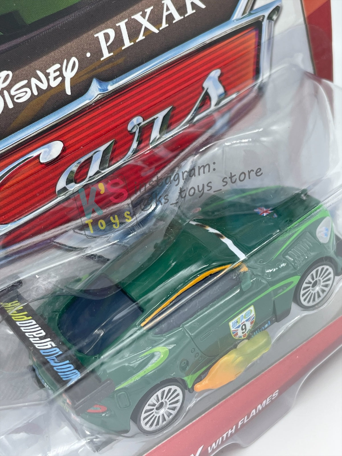 DISNEY PIXAR CARS 1:55 BY MATTEL, "NIGEL GEARSLEY WITH FLAMES" - ALLINOL BLOWOUT SERIES - BNIP