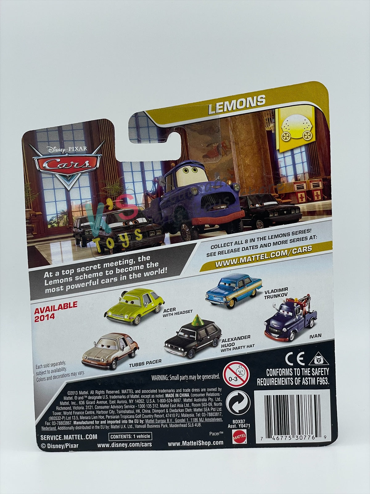 DISNEY PIXAR CARS 1:55 BY MATTEL, "ACER WITH HEADSET" - LEMONS SERIES - BNIP