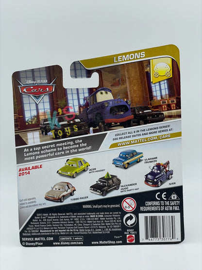 DISNEY PIXAR CARS 1:55 BY MATTEL, "ACER WITH HEADSET" - LEMONS SERIES - BNIP
