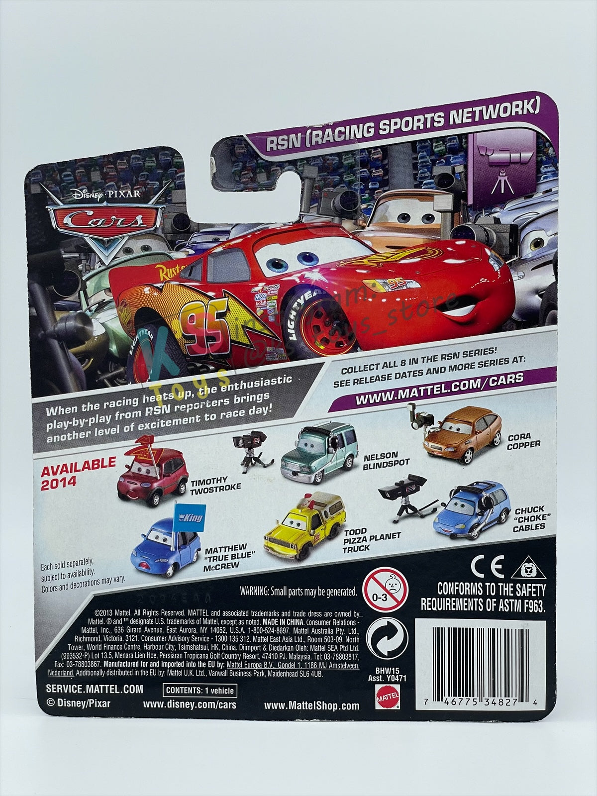 DISNEY PIXAR CARS 1:55 BY MATTEL, "TIMOTHY TWOSTROKE" - RSN SERIES - BNIP