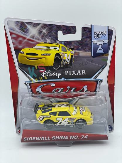DISNEY PIXAR CARS 1:55 BY MATTEL, "SIDEWALL SHINE NO. 74" - PISTON CUP SERIES - BNIP