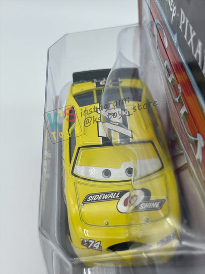DISNEY PIXAR CARS 1:55 BY MATTEL, "SIDEWALL SHINE NO. 74" - PISTON CUP SERIES - BNIP