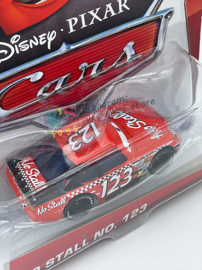 DISNEY PIXAR CARS 1:55 BY MATTEL, "NO STALL NO. 123" - PISTON CUP SERIES - BNIP