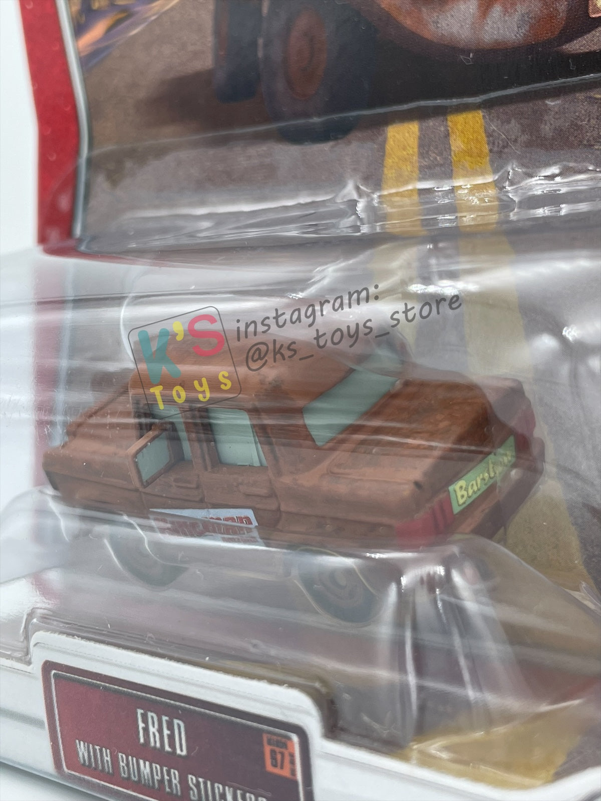 DISNEY PIXAR CARS 1:55 BY MATTEL, "FRED WITH BUMPER STICKERS" - THE WORLD OF CARS SERIES CHASE - BNIP