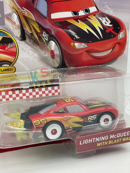 DISNEY PIXAR CARS BY MATTEL 1:55, "LIGHTNING MCQUEEN WITH BLAST WALL" ROCKET RACING SERIES - BNIP