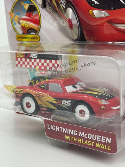DISNEY PIXAR CARS BY MATTEL 1:55, "LIGHTNING MCQUEEN WITH BLAST WALL" ROCKET RACING SERIES - BNIP
