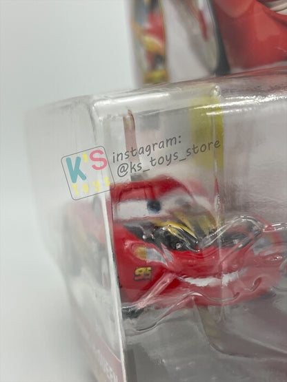 DISNEY PIXAR CARS BY MATTEL 1:55, "LIGHTNING MCQUEEN WITH BLAST WALL" ROCKET RACING SERIES - BNIP