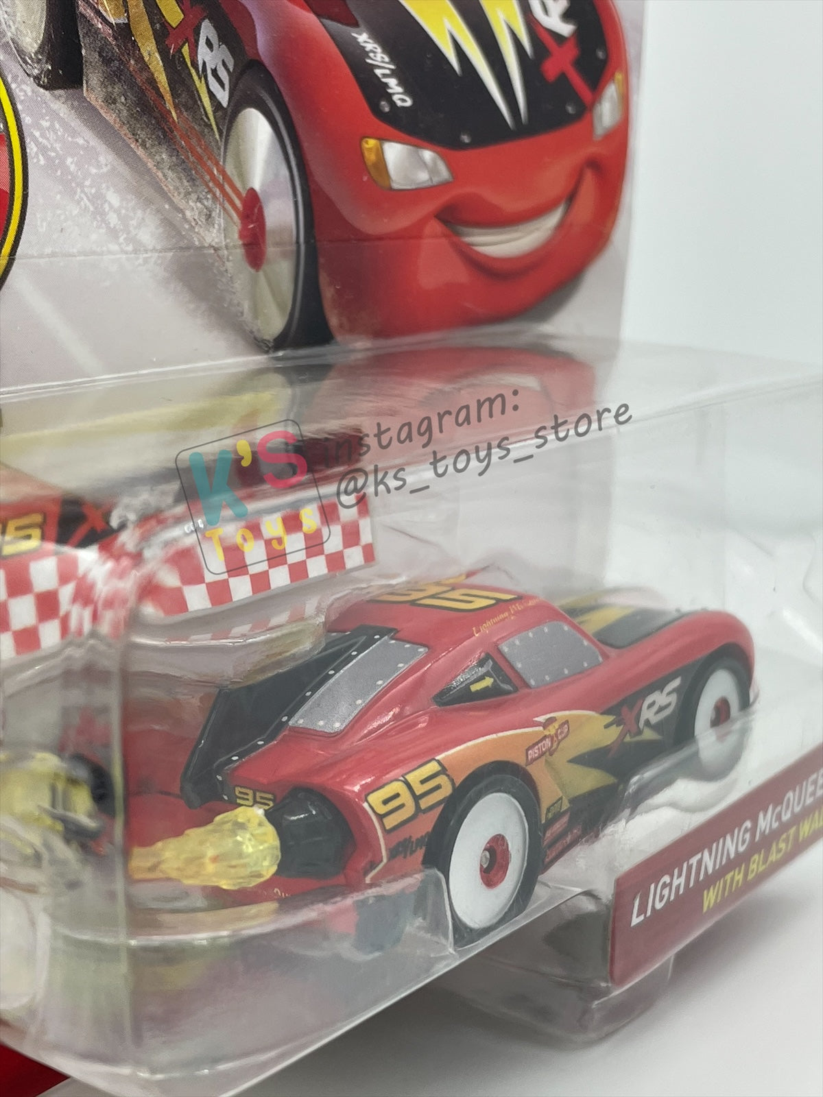 DISNEY PIXAR CARS BY MATTEL 1:55, "LIGHTNING MCQUEEN WITH BLAST WALL" ROCKET RACING SERIES - BNIP