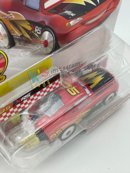 DISNEY PIXAR CARS BY MATTEL 1:55, "LIGHTNING MCQUEEN WITH BLAST WALL" ROCKET RACING SERIES - BNIP