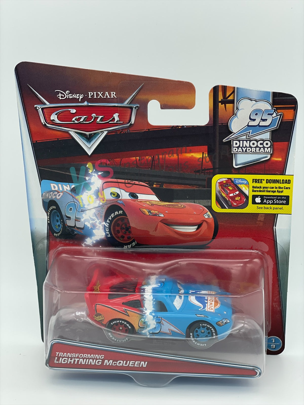DISNEY PIXAR CARS BY MATTEL 1:55, "TRANSFORMING LIGHTNING MCQUEEN" DINOCO DAYDREAM SERIES - BNIP