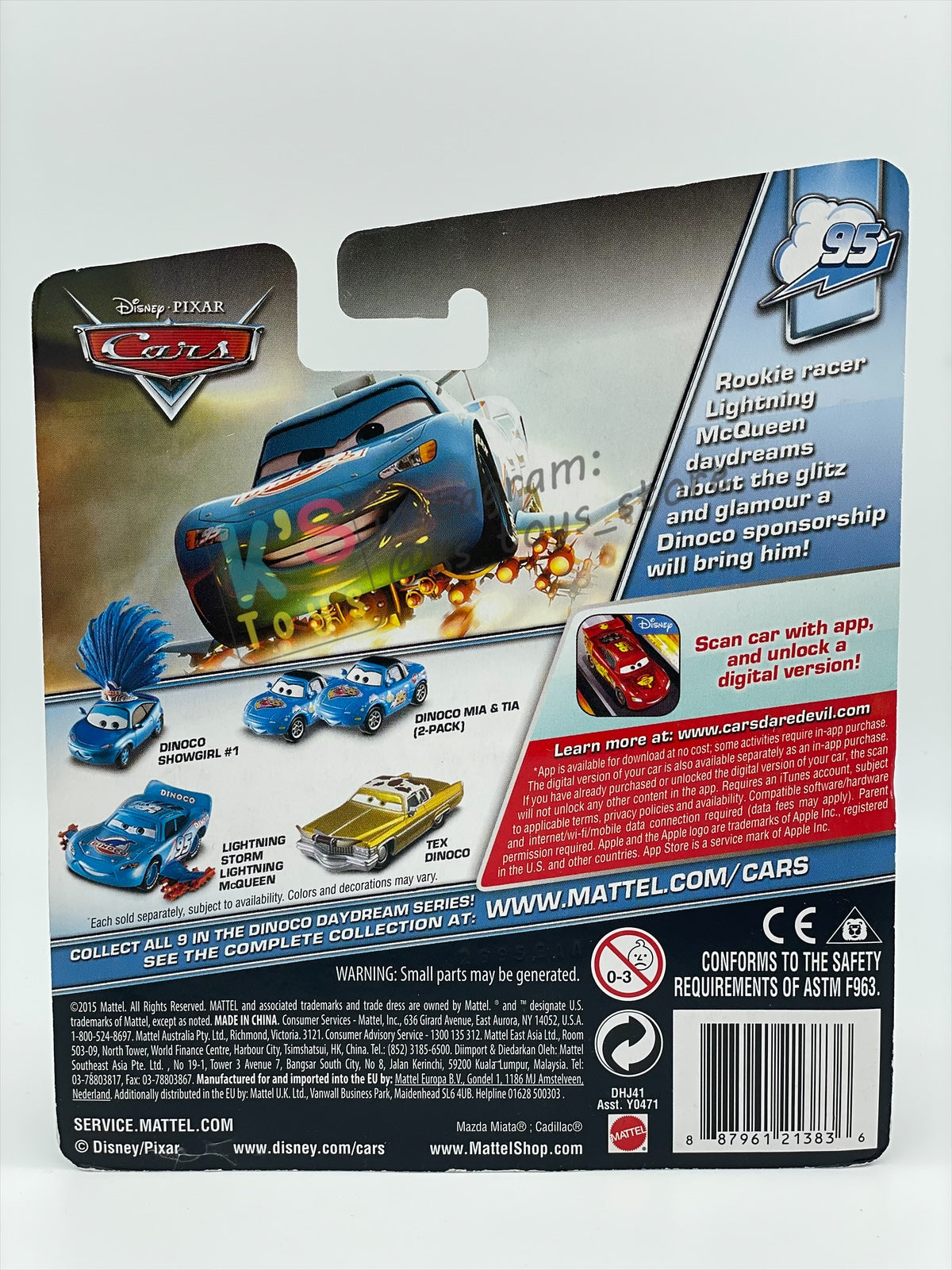 DISNEY PIXAR CARS BY MATTEL 1:55, "TRANSFORMING LIGHTNING MCQUEEN" DINOCO DAYDREAM SERIES - BNIP