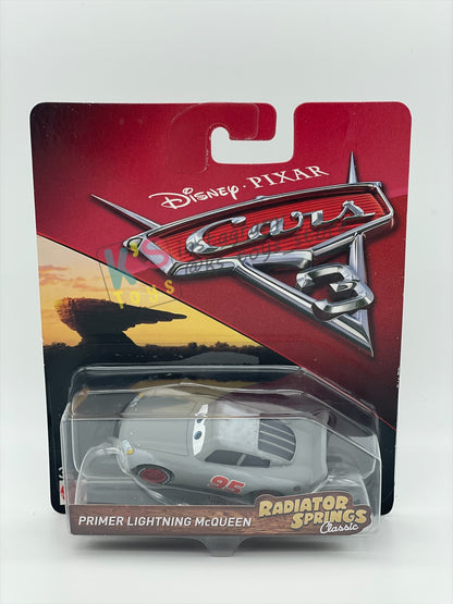 DISNEY PIXAR CARS BY MATTEL 1:55, "PRIMER LIGHTNING MCQUEEN (VARIANT)" CARS 3 RADIATOR SPRINGS CLASSIC - BNIP