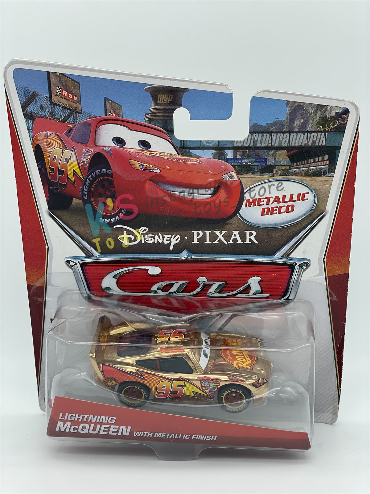DISNEY PIXAR CARS BY MATTEL 1:55, "GOLDEN LIGHTNING MCQUEEN WITH METALLIC DECO / FINISH" - BNIP