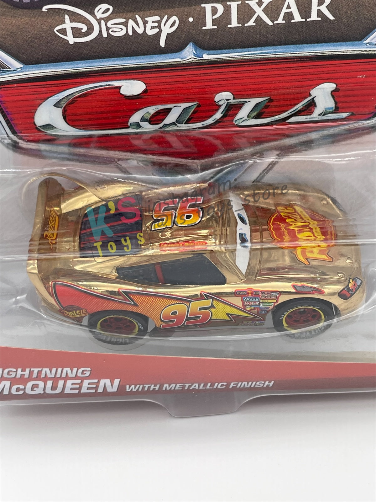 DISNEY PIXAR CARS BY MATTEL 1:55, "GOLDEN LIGHTNING MCQUEEN WITH METALLIC DECO / FINISH" - BNIP