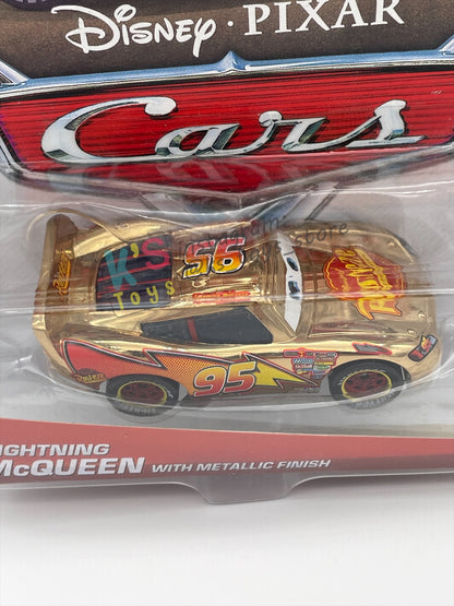 DISNEY PIXAR CARS BY MATTEL 1:55, "GOLDEN LIGHTNING MCQUEEN WITH METALLIC DECO / FINISH" - BNIP