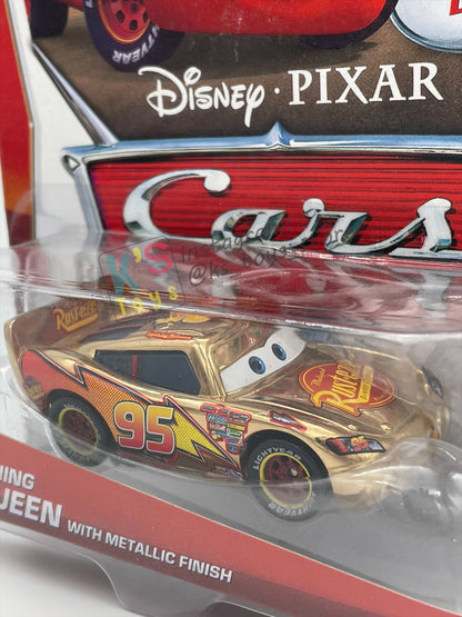 DISNEY PIXAR CARS BY MATTEL 1:55, "GOLDEN LIGHTNING MCQUEEN WITH METALLIC DECO / FINISH" - BNIP