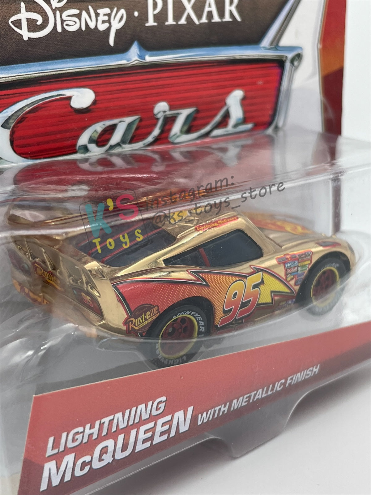 DISNEY PIXAR CARS BY MATTEL 1:55, "GOLDEN LIGHTNING MCQUEEN WITH METALLIC DECO / FINISH" - BNIP