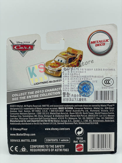 DISNEY PIXAR CARS BY MATTEL 1:55, "GOLDEN LIGHTNING MCQUEEN WITH METALLIC DECO / FINISH" - BNIP