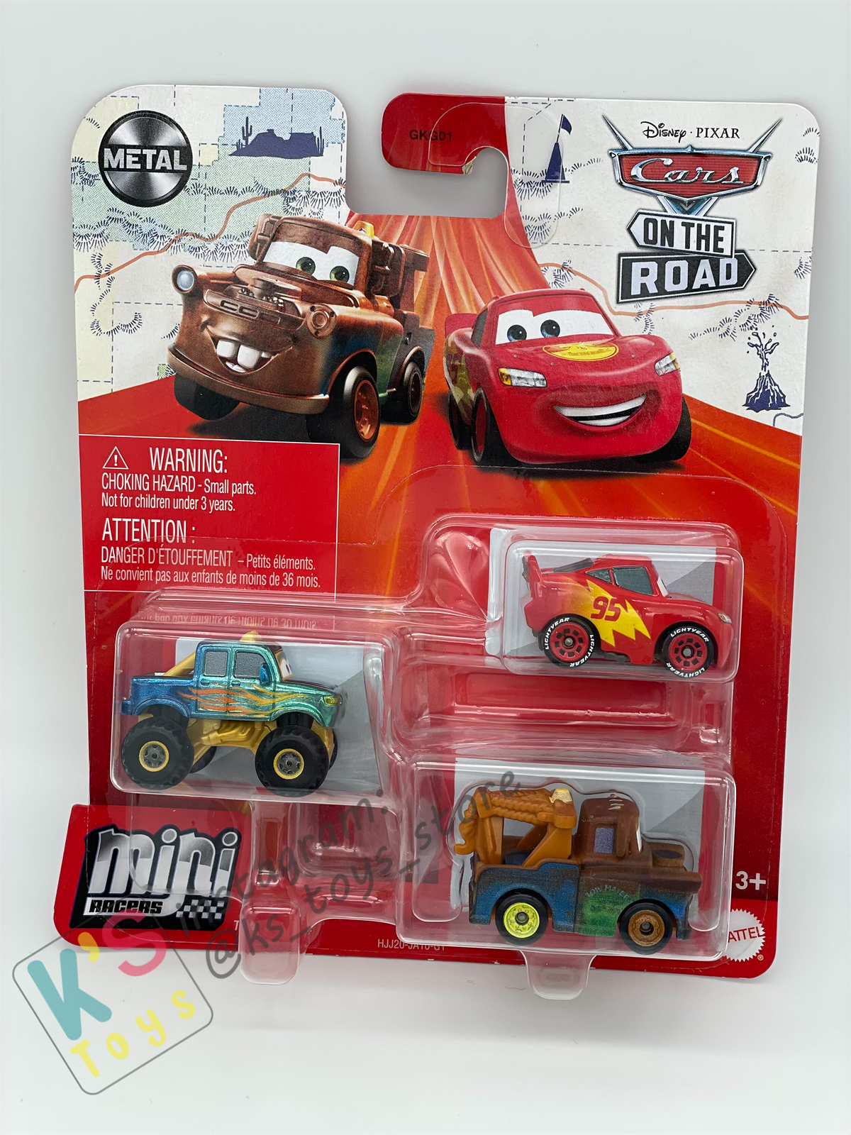 MINI RACERS DISNEY PIXAR CARS 3-PACK METALLIC IVY, ROAD TRIP LIGHTNING MCQUEEN AND MATER - BNIP