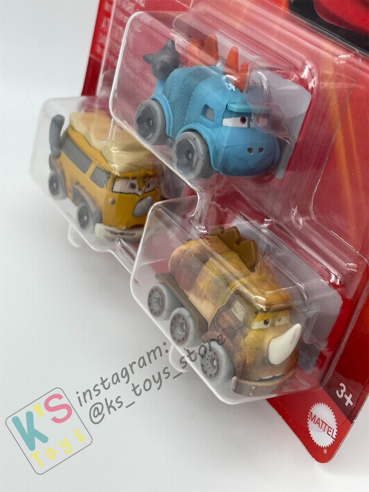 MINI RACERS DISNEY PIXAR CARS 3-PACK QUADRATORQUOSAUR, WESTFALANAPUS, AND CLANKYLOSAURUS - BNIP