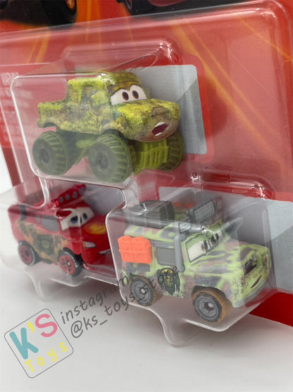 MINI RACERS DISNEY PIXAR CARS 3-PACK MOSS IVY, CRYPTID LIGHTNING MCQUEEN, AND MARGARET - BNIP