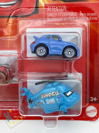 MINI RACERS DISNEY PIXAR CARS 3-PACK DIRT TRACK RADIATOR LIGHTNING MCQUEEN, ROTOR TURBOSKY, AND SALLY  - BNIP