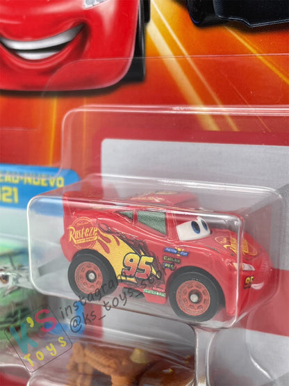 MINI RACERS DISNEY PIXAR CARS 3-PACK DUSTY RUSTEZE, LIGHTNING MCQUEEN, AND MATER  - BNIP