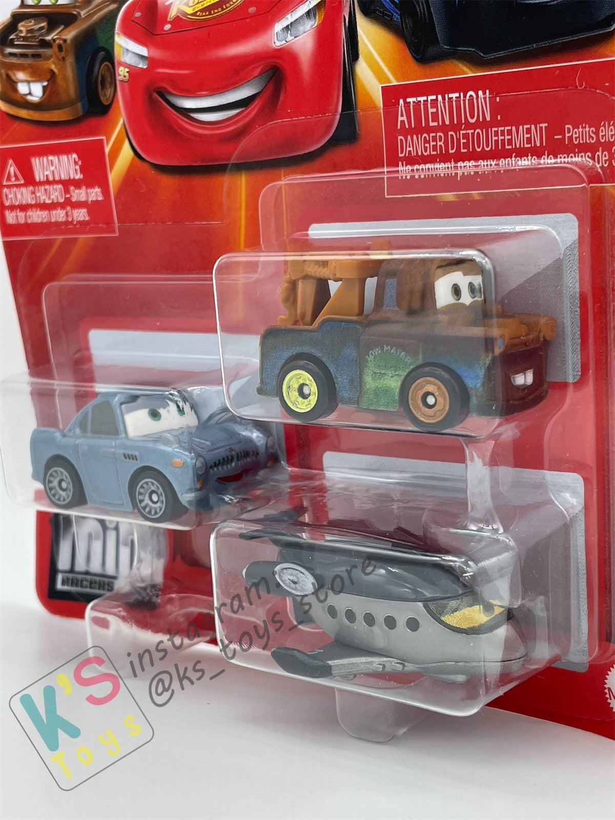 MINI RACERS DISNEY PIXAR CARS 3-PACK FINN MCMISSILE, MATER, AND SIDDELEY  - BNIP