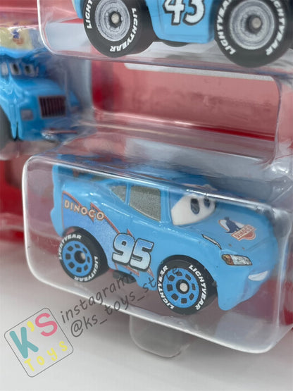 MINI RACERS DISNEY PIXAR CARS 3-PACK GRAY, STRIP WEATHERS "THE KING", AND DINOCO LIGHTNING MCQUEEN - BNIP