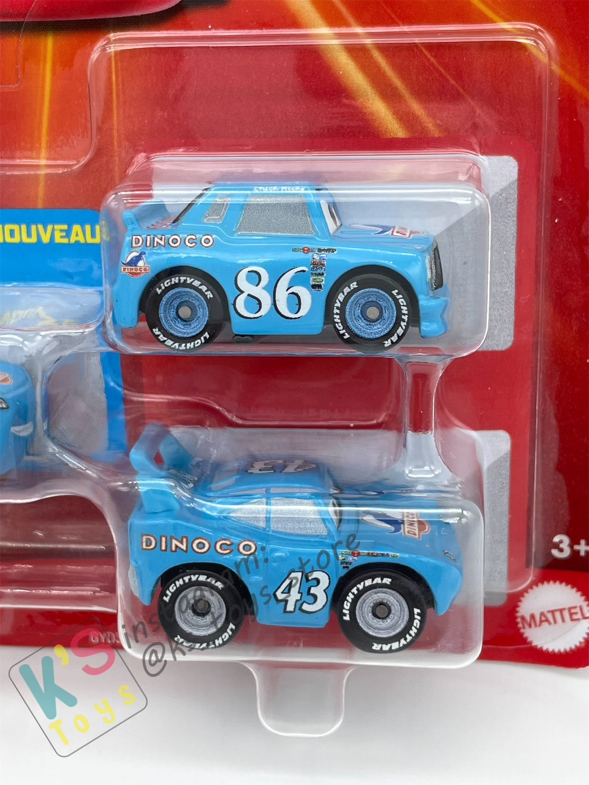 MINI RACERS DISNEY PIXAR CARS 3-PACK BLING BLING LMQ, STRIP WEATHERS THE KING AND DINOCO CHICK HICKS - BNIP