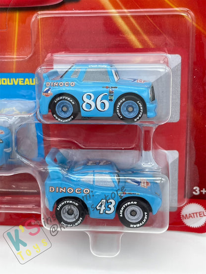 MINI RACERS DISNEY PIXAR CARS 3-PACK BLING BLING LMQ, STRIP WEATHERS THE KING AND DINOCO CHICK HICKS - BNIP