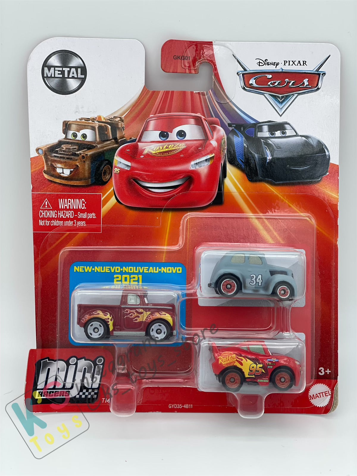 MINI RACERS DISNEY PIXAR CARS 3-PACK HOT ROD SMOKEY, RIVER SCOTT AND LMQ - BNIP