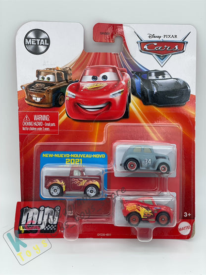 MINI RACERS DISNEY PIXAR CARS 3-PACK HOT ROD SMOKEY, RIVER SCOTT AND LMQ - BNIP