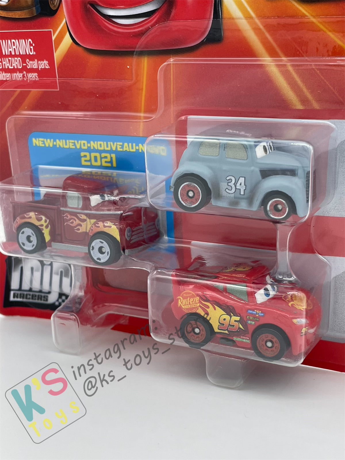 MINI RACERS DISNEY PIXAR CARS 3-PACK HOT ROD SMOKEY, RIVER SCOTT AND LMQ - BNIP