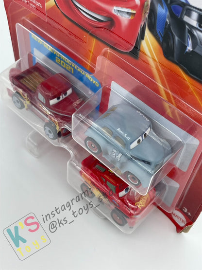 MINI RACERS DISNEY PIXAR CARS 3-PACK HOT ROD SMOKEY, RIVER SCOTT AND LMQ - BNIP