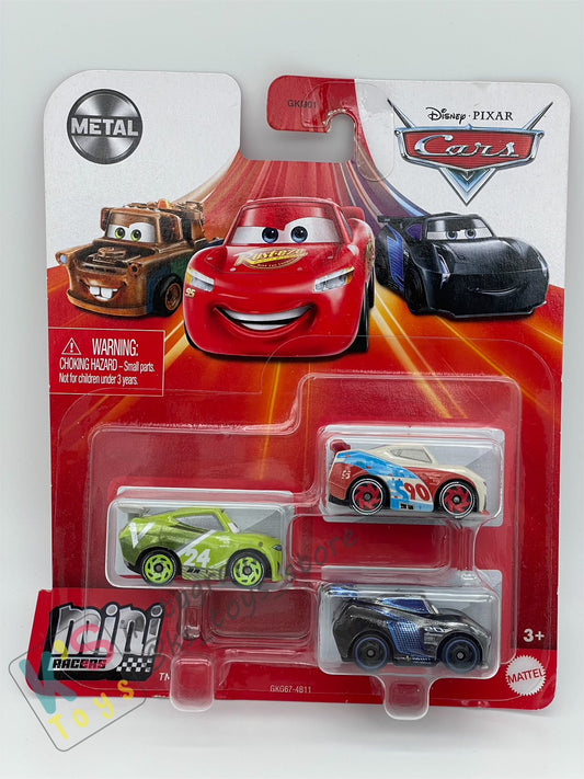 MINI RACERS DISNEY PIXAR CARS 3-PACK CHASE RACELOTT, PAUL CONREV, AND JACKSON STORM - BNIP