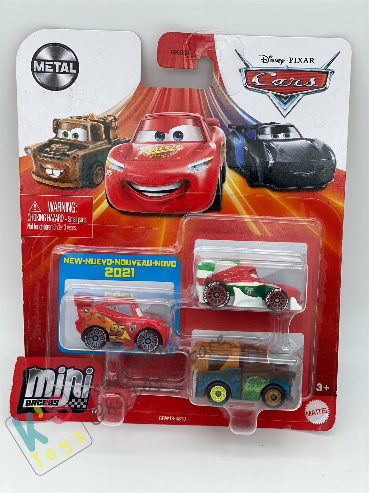 MINI RACERS DISNEY PIXAR CARS 3-PACK LIGHTNING MCQUEEN WITH RACING WHEELS, FRANCESCO, AND MATER - BNIP