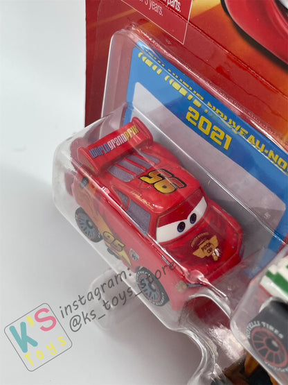 MINI RACERS DISNEY PIXAR CARS 3-PACK LIGHTNING MCQUEEN WITH RACING WHEELS, FRANCESCO, AND MATER - BNIP