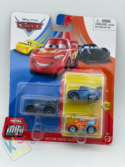 MINI RACERS DISNEY PIXAR CARS 3-PACK RYAN "INSIDE" LANEY, RALPH CARLOW, AND JACKSON STORM - BNIP