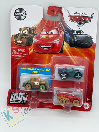 MINI RACERS DISNEY PIXAR CARS 3-PACK HIGH IMPACT, FISHTAIL, AND MUDDY LIGHTNING MCQUEEN - BNIP