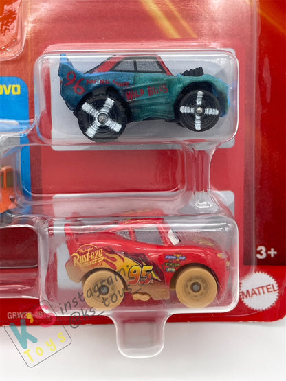 MINI RACERS DISNEY PIXAR CARS 3-PACK HIGH IMPACT, FISHTAIL, AND MUDDY LIGHTNING MCQUEEN - BNIP