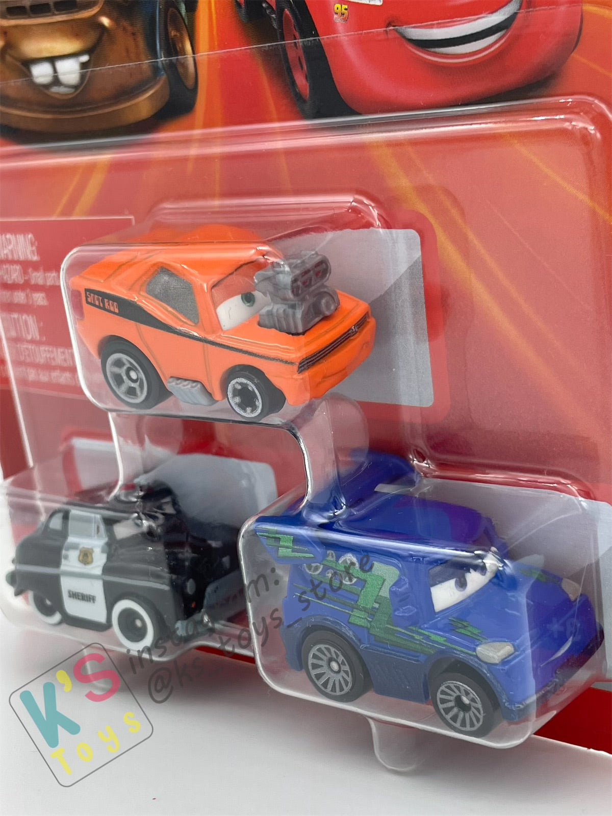 MINI RACERS DISNEY PIXAR CARS 3-PACK SNOT ROD, DJ AND SHERIFF - BNIP