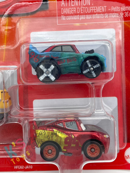 MINI RACERS DISNEY PIXAR CARS 3-PACK MISS FRITTER, RUSTEZE RACING CENTER LIGHTNING MCQUEEN, AND FISHTAIL - BNIP